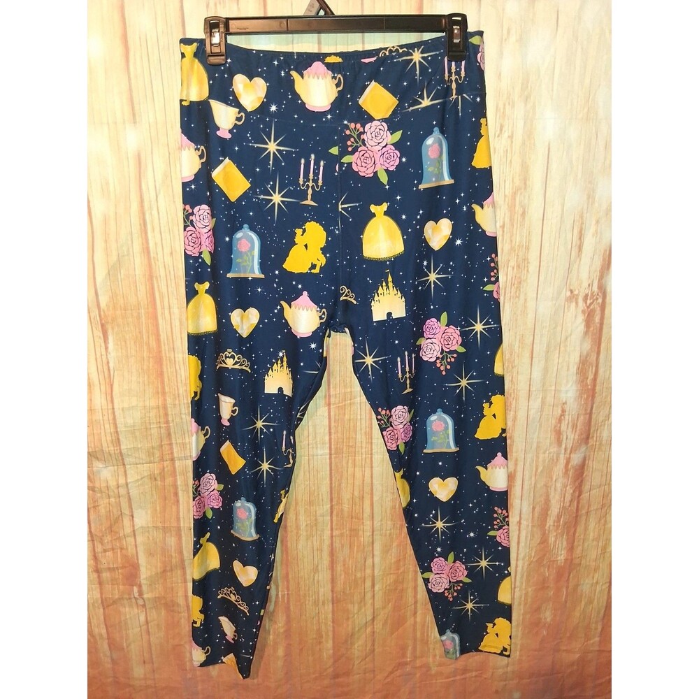 Karmen Anne Multicolor Beauty & The Beast Pull-on Leggings Sz Curvy